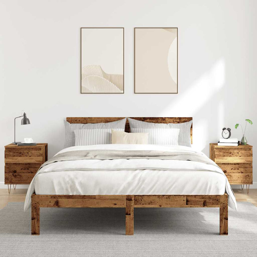 Nachtkastjes 2 st 40x35x50 cm bewerkt hout oud houtkleurig