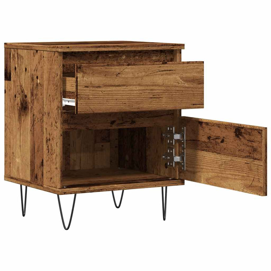 Nachtkastjes 2 st 40x35x50 cm bewerkt hout oud houtkleurig
