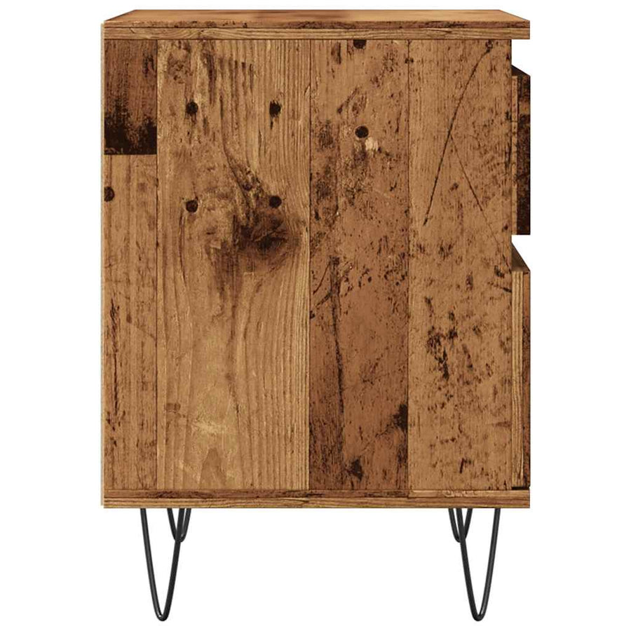 Nachtkastjes 2 st 40x35x50 cm bewerkt hout oud houtkleurig