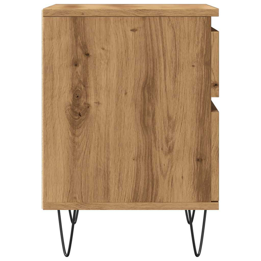Nachtkastje 40x35x50 cm bewerkt hout artisanaal eikenkleur