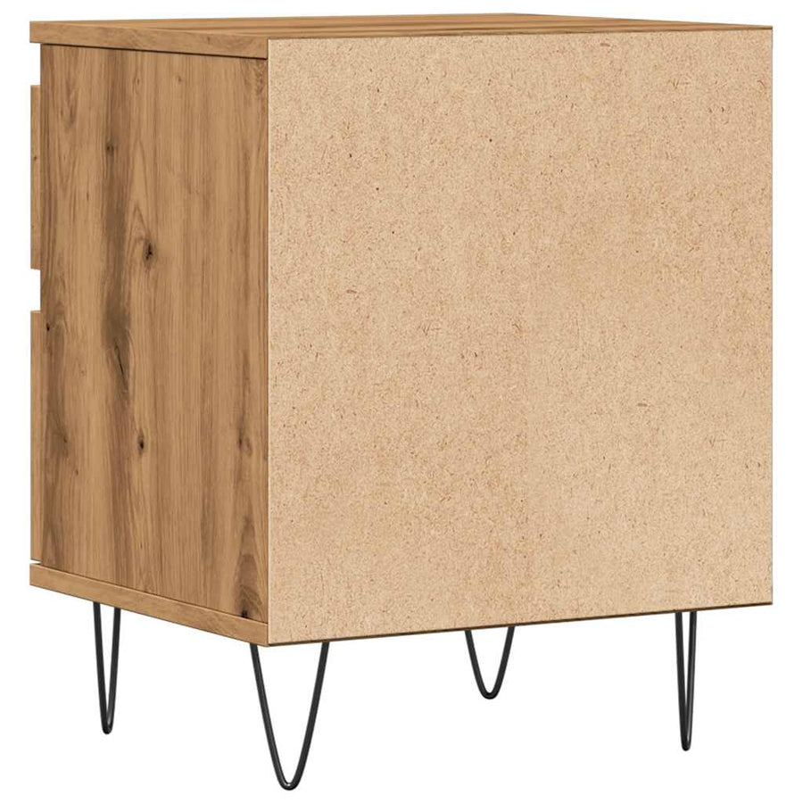 Nachtkastje 40x35x50 cm bewerkt hout artisanaal eikenkleur