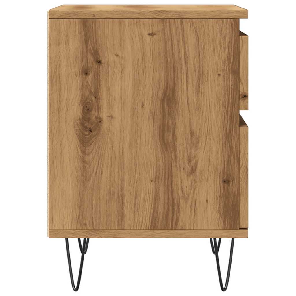 Nachtkastjes 2 st 40x35x50cm bewerkt hout artisanaal eikenkleur
