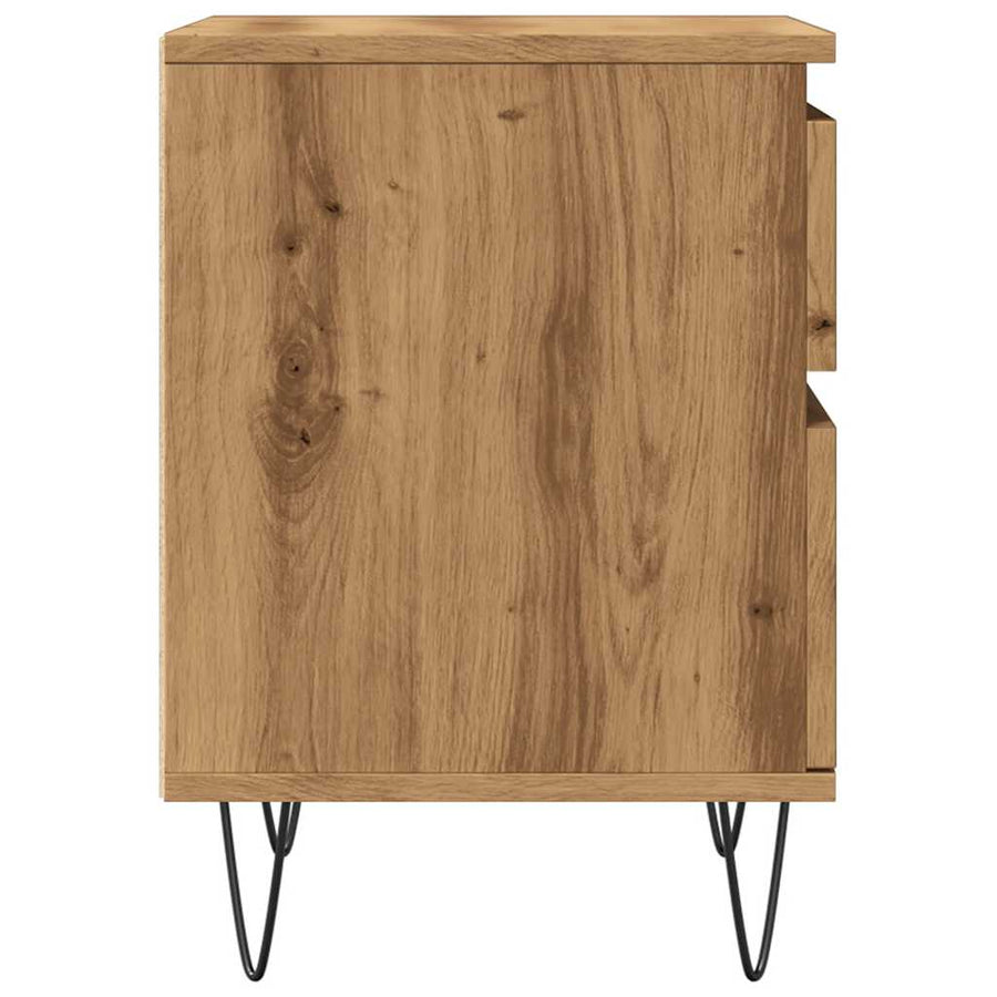 Nachtkastjes 2 st 40x35x50cm bewerkt hout artisanaal eikenkleur