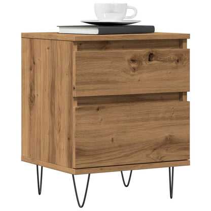 Nachtkastjes 2 st 40x35x50cm bewerkt hout artisanaal eikenkleur