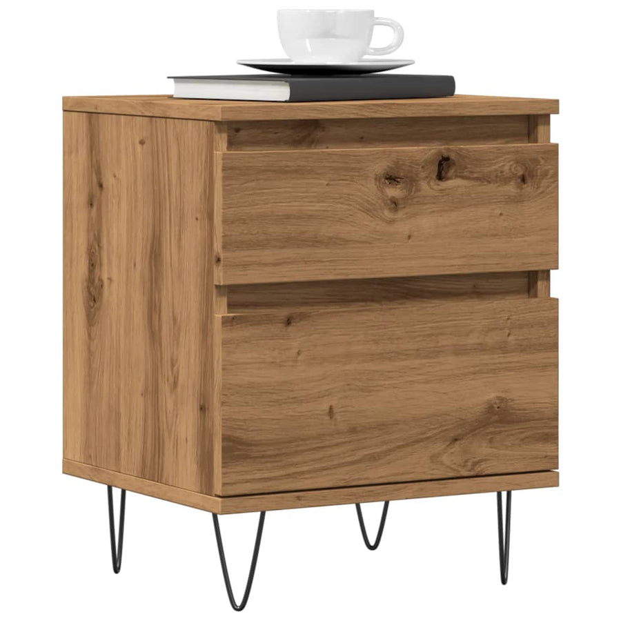 Nachtkastjes 2 st 40x35x50cm bewerkt hout artisanaal eikenkleur