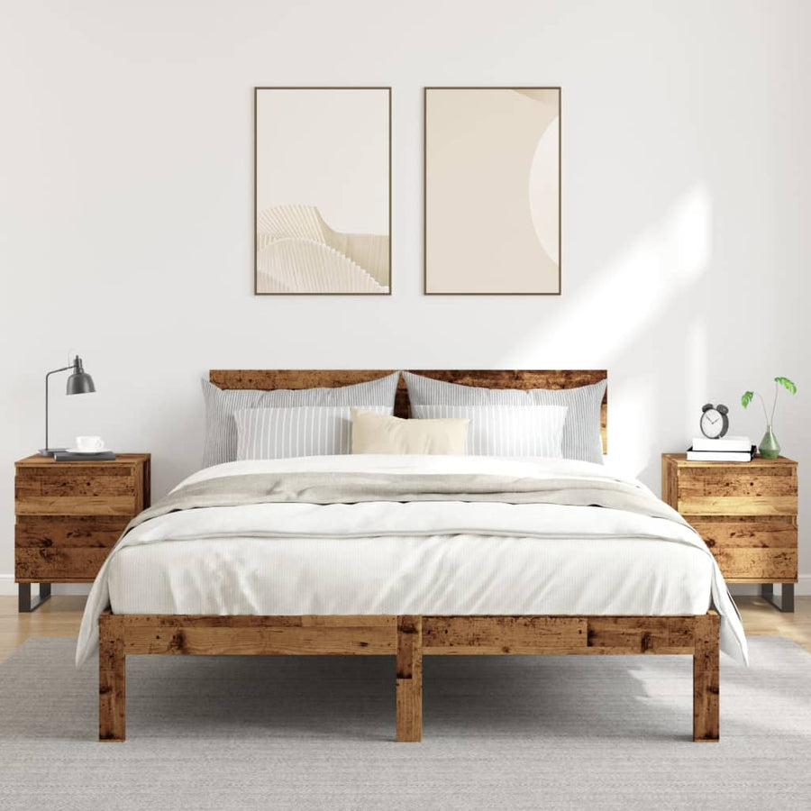 Nachtkastjes 2 st 40x35x50 cm bewerkt hout oud houtkleurig