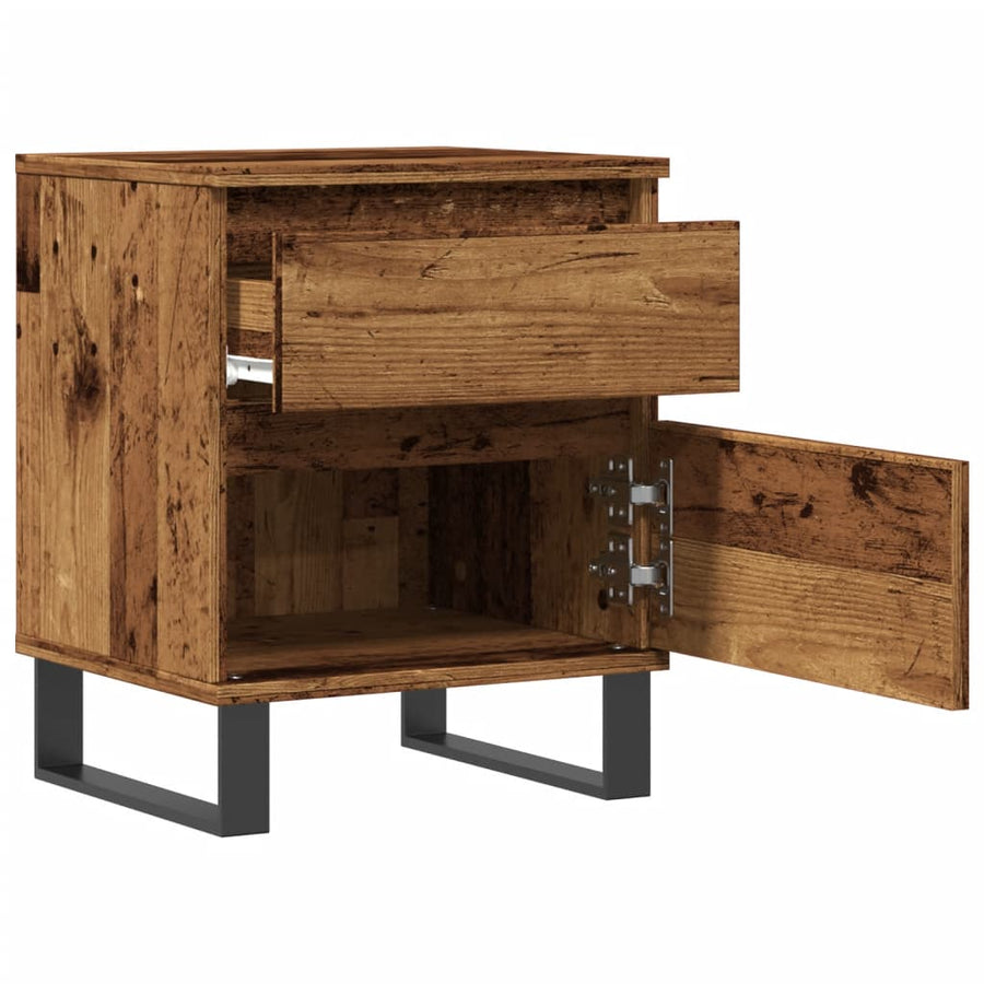 Nachtkastjes 2 st 40x35x50 cm bewerkt hout oud houtkleurig