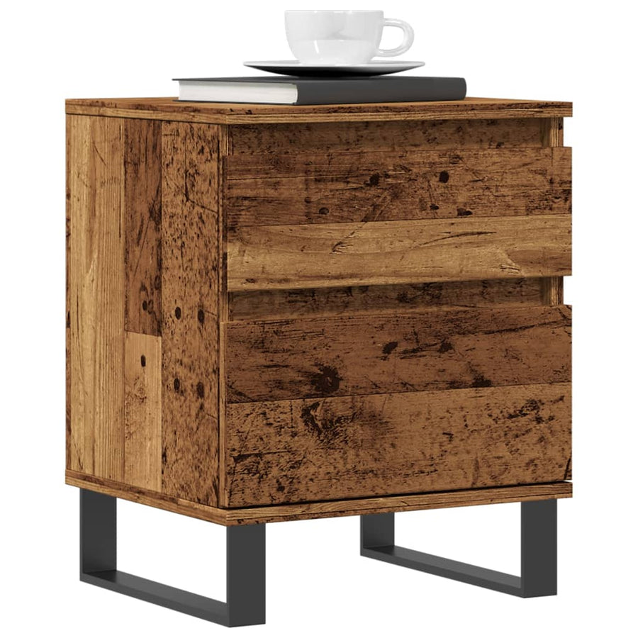 Nachtkastjes 2 st 40x35x50 cm bewerkt hout oud houtkleurig