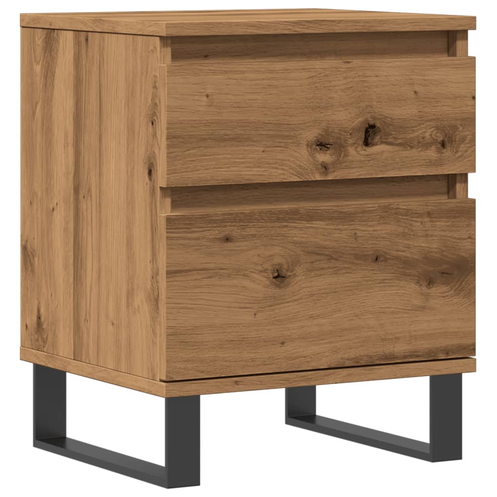 Nachtkastje 40x35x50 cm bewerkt hout artisanaal eikenkleur