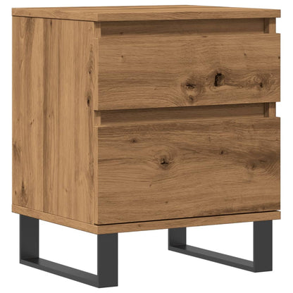 Nachtkastje 40x35x50 cm bewerkt hout artisanaal eikenkleur