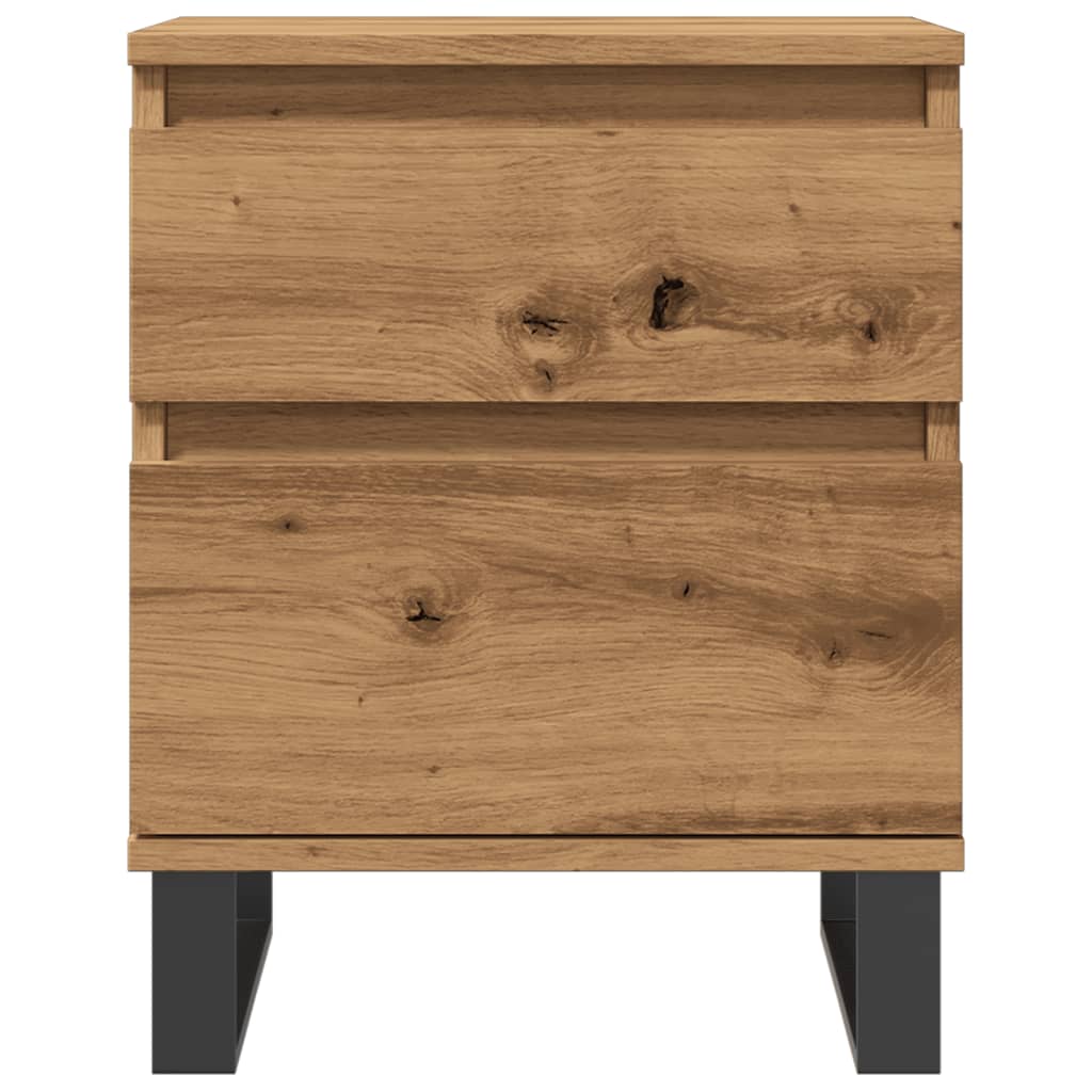Nachtkastje 40x35x50 cm bewerkt hout artisanaal eikenkleur
