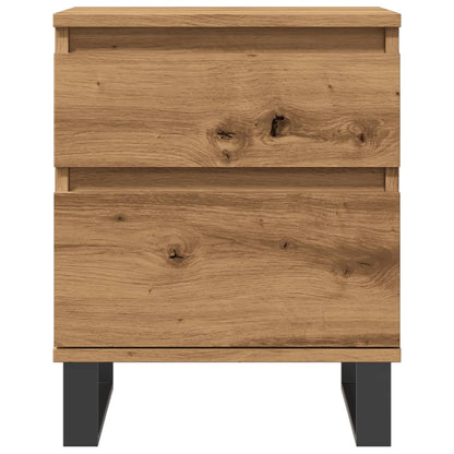 Nachtkastje 40x35x50 cm bewerkt hout artisanaal eikenkleur