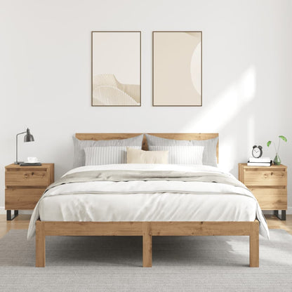 Nachtkastjes 2 st 40x35x50cm bewerkt hout artisanaal eikenkleur