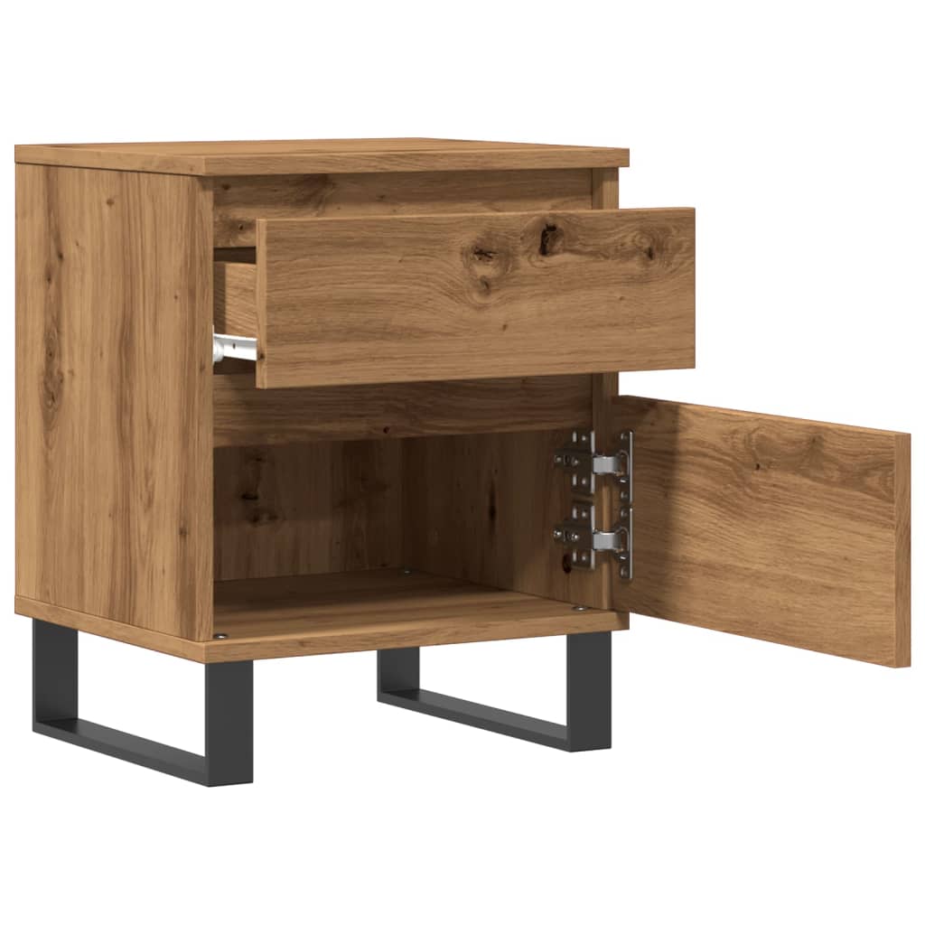 Nachtkastjes 2 st 40x35x50cm bewerkt hout artisanaal eikenkleur
