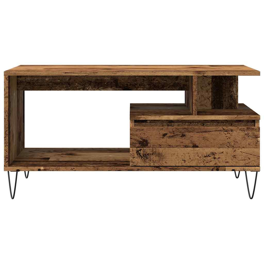 Salontafel 90x49x45 cm bewerkt hout oud houtkleurig