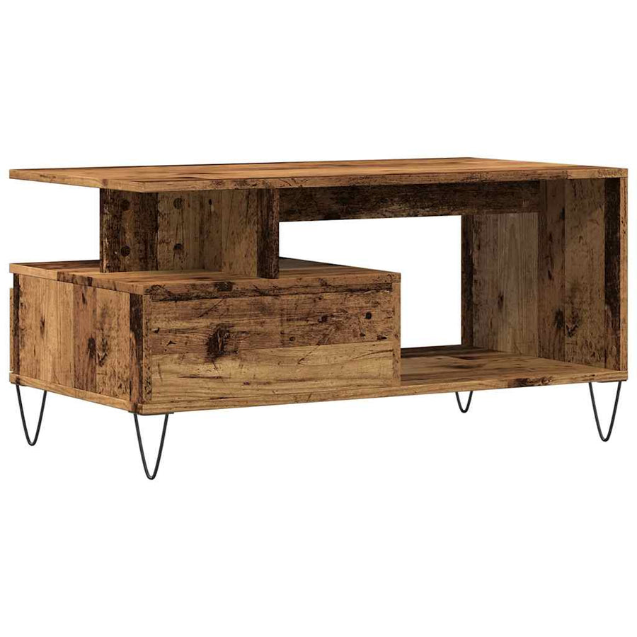 Salontafel 90x49x45 cm bewerkt hout oud houtkleurig