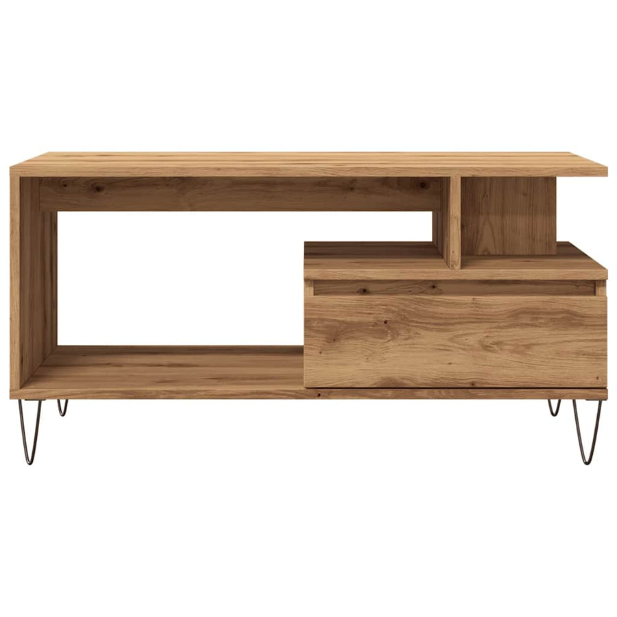 Salontafel 90x49x45 cm bewerkt hout artisanaal eikenkleurig