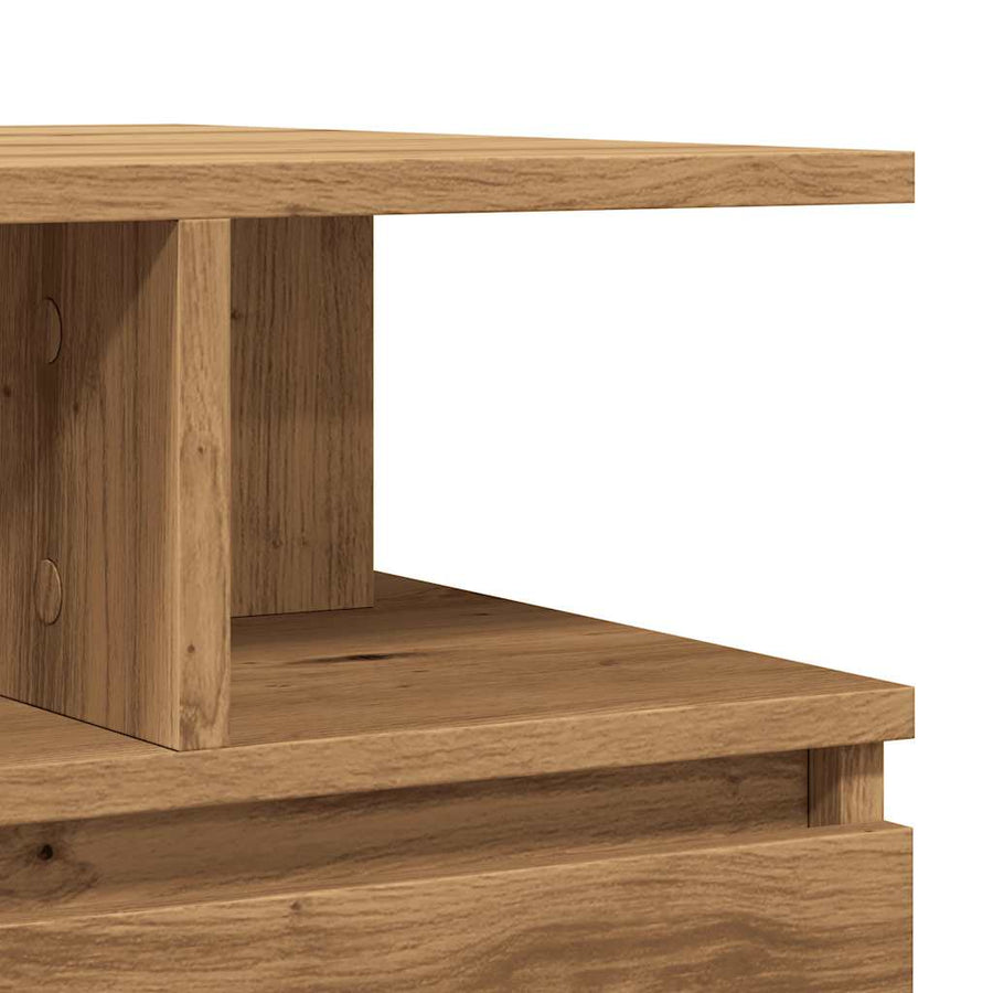 Salontafel 90x49x45 cm bewerkt hout artisanaal eikenkleurig