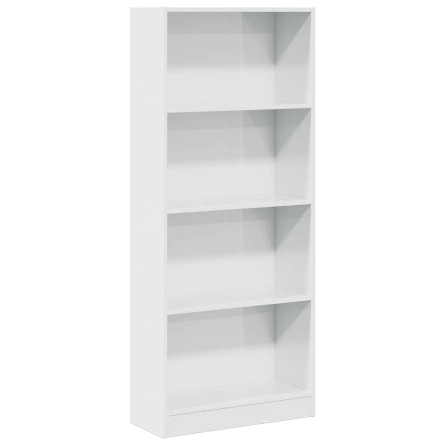 Boekenkast 60x24x143 cm bewerkt hout hoogglans wit