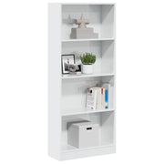 Boekenkast 60x24x143 cm bewerkt hout hoogglans wit muurbevestiging