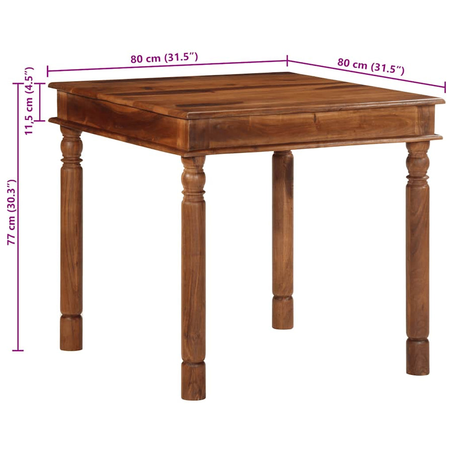 Eettafel 80x80x77 cm massief acaciahout