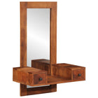 Wall mirror with drawers 60x33x90 cm solid acacia wood