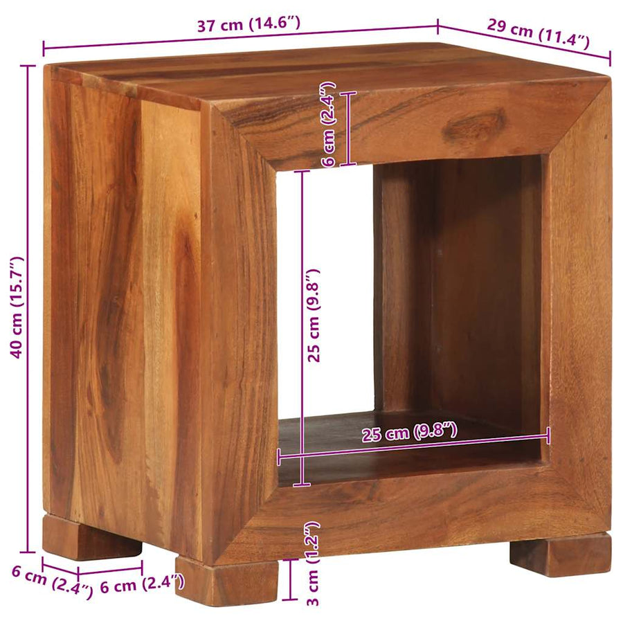 Bijzettafel 37x29x40 cm massief acaciahout
