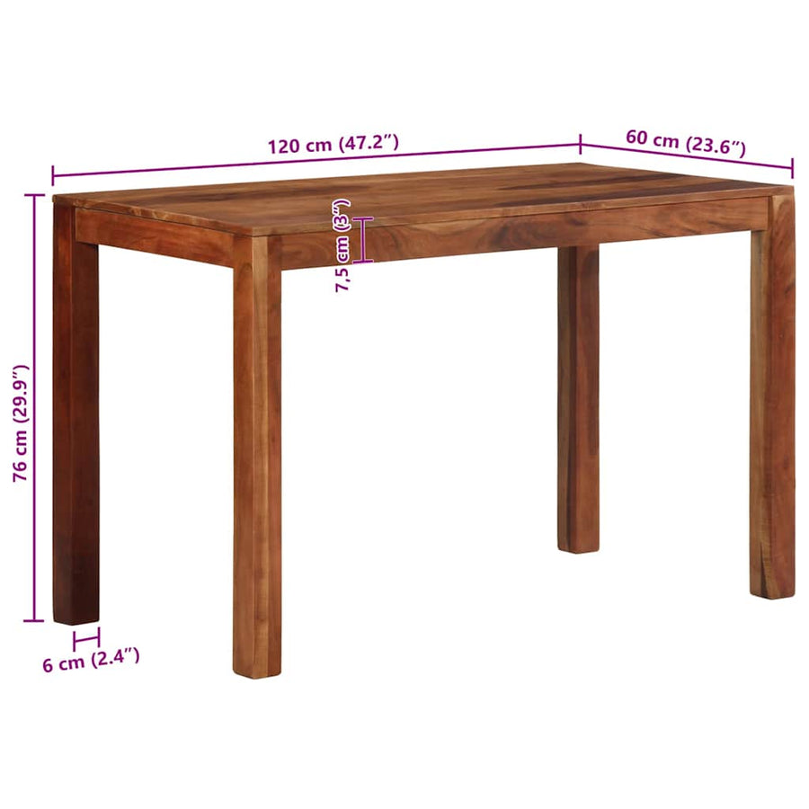 Eettafel 120x60x76 cm massief acaciahout