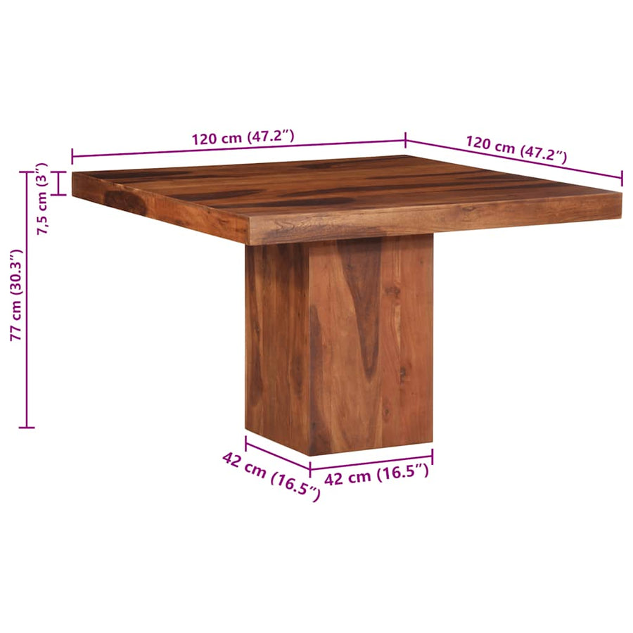 Eettafel 120x120x77 cm massief acaciahout