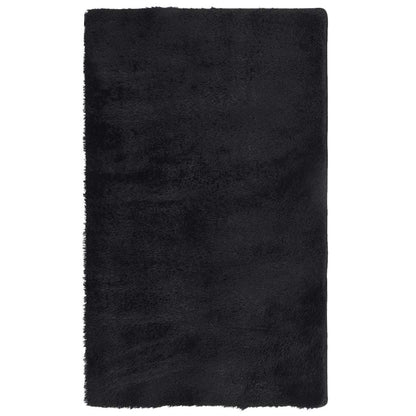 Hoogpolig Vloerkleed Navarra Polyester Zwart 60 x 100 cm Rechthoekig