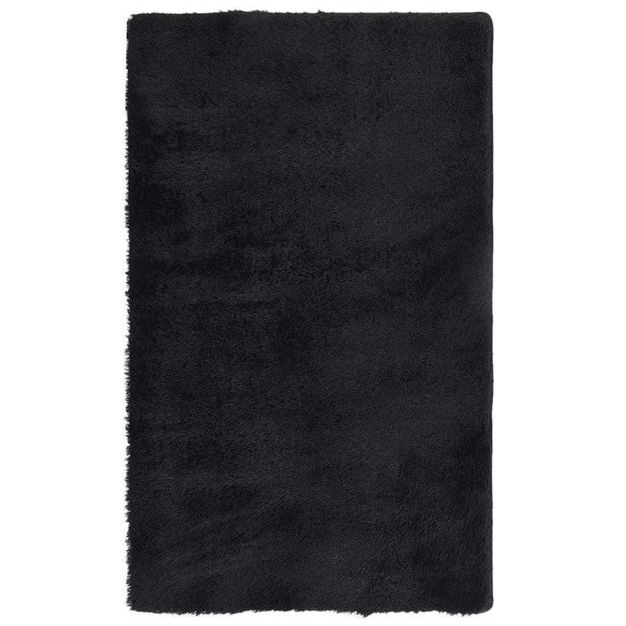 Hoogpolig Vloerkleed Navarra Polyester Zwart 60 x 100 cm Rechthoekig