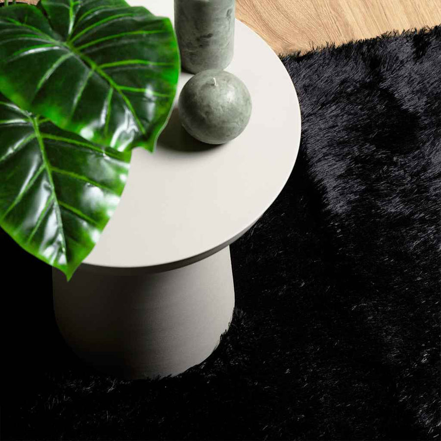 Hoogpolig Vloerkleed Navarra Polyester Zwart 60 x 100 cm Rechthoekig