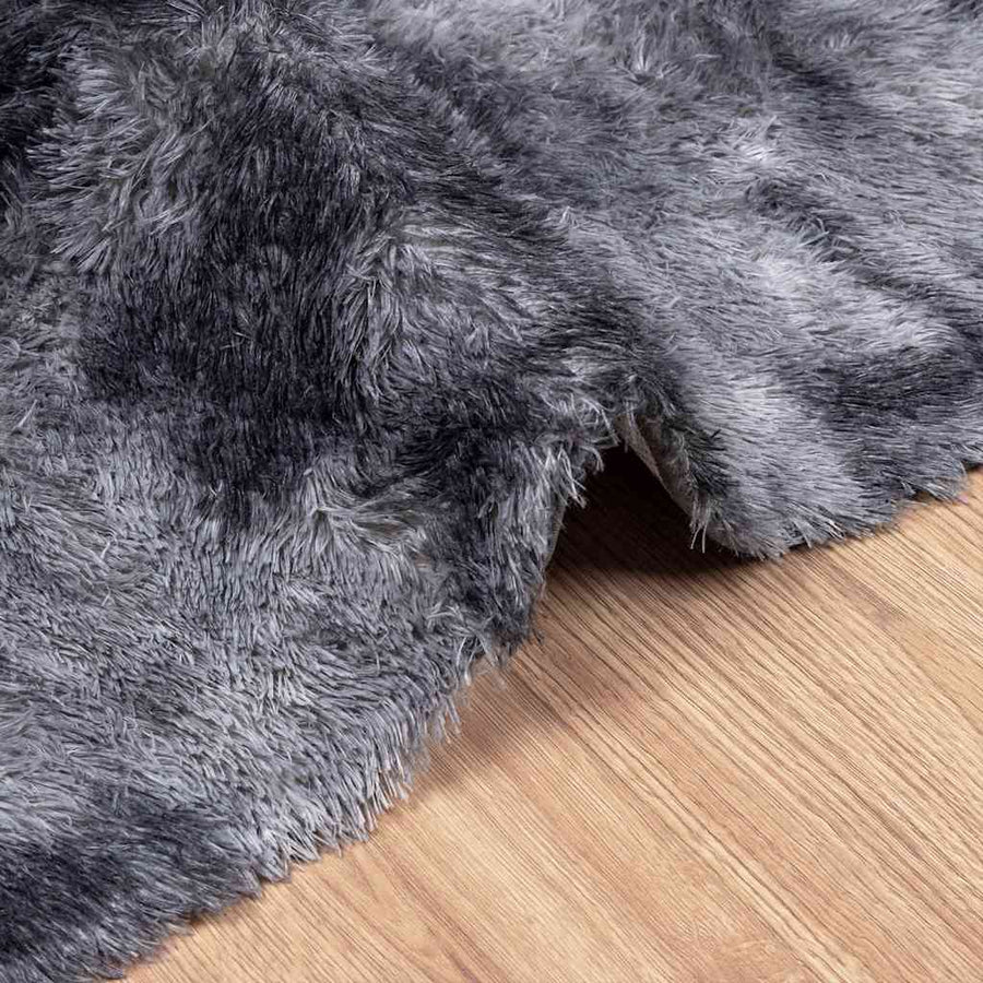 Hoogpolig vloerkleed NAVARRA 60x100 cm polyester donkergrijs