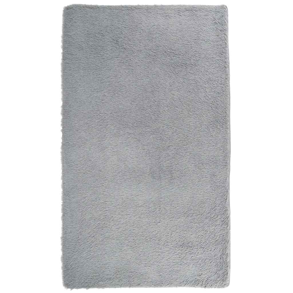 Hoogpolig Vloerkleed Navarra Polyester Lichtgrijs 60 x 100 cm Rechthoekig