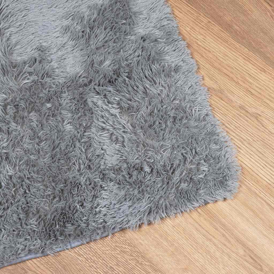 Hoogpolig Vloerkleed Navarra Polyester Lichtgrijs 60 x 100 cm Rechthoekig