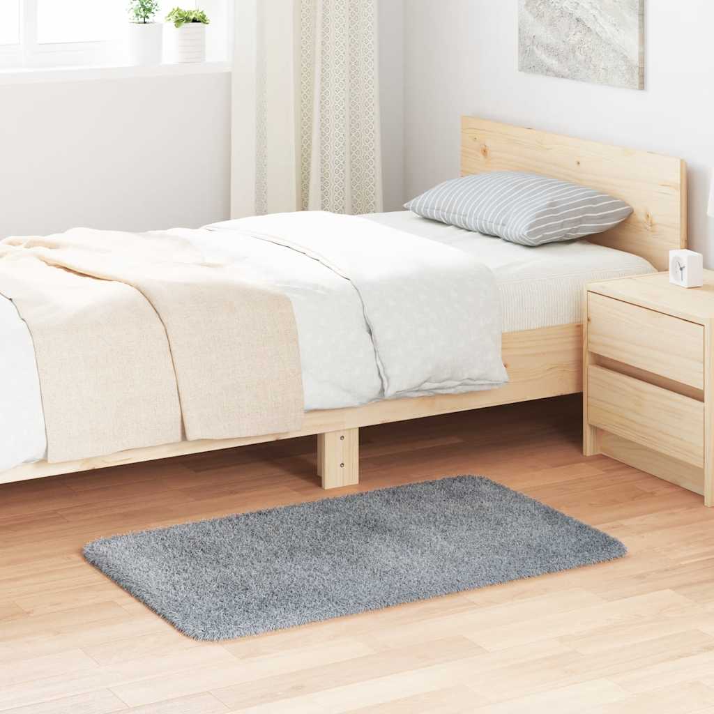 Hoogpolig Vloerkleed Navarra Polyester Lichtgrijs 60 x 100 cm Rechthoekig