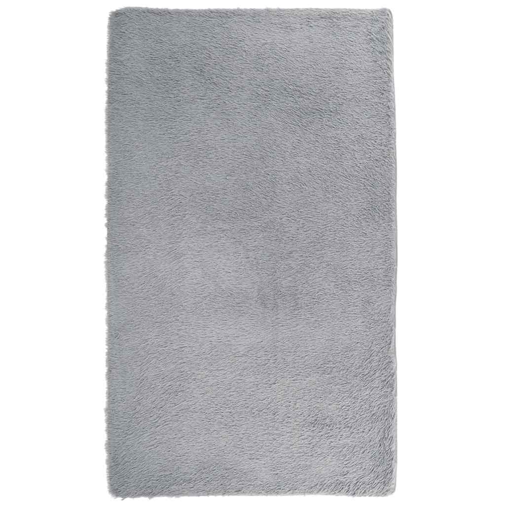 Hoogpolig vloerkleed NAVARRA 60x100 cm polyester zilvergrijs