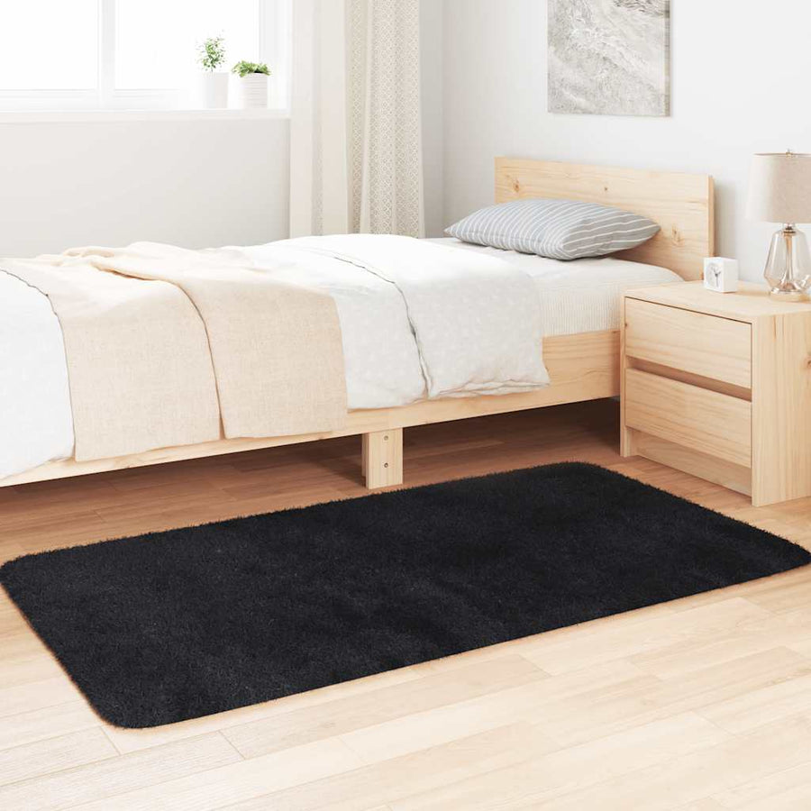 Hoogpolig vloerkleed NAVARRA 80x150 cm polyester zwart