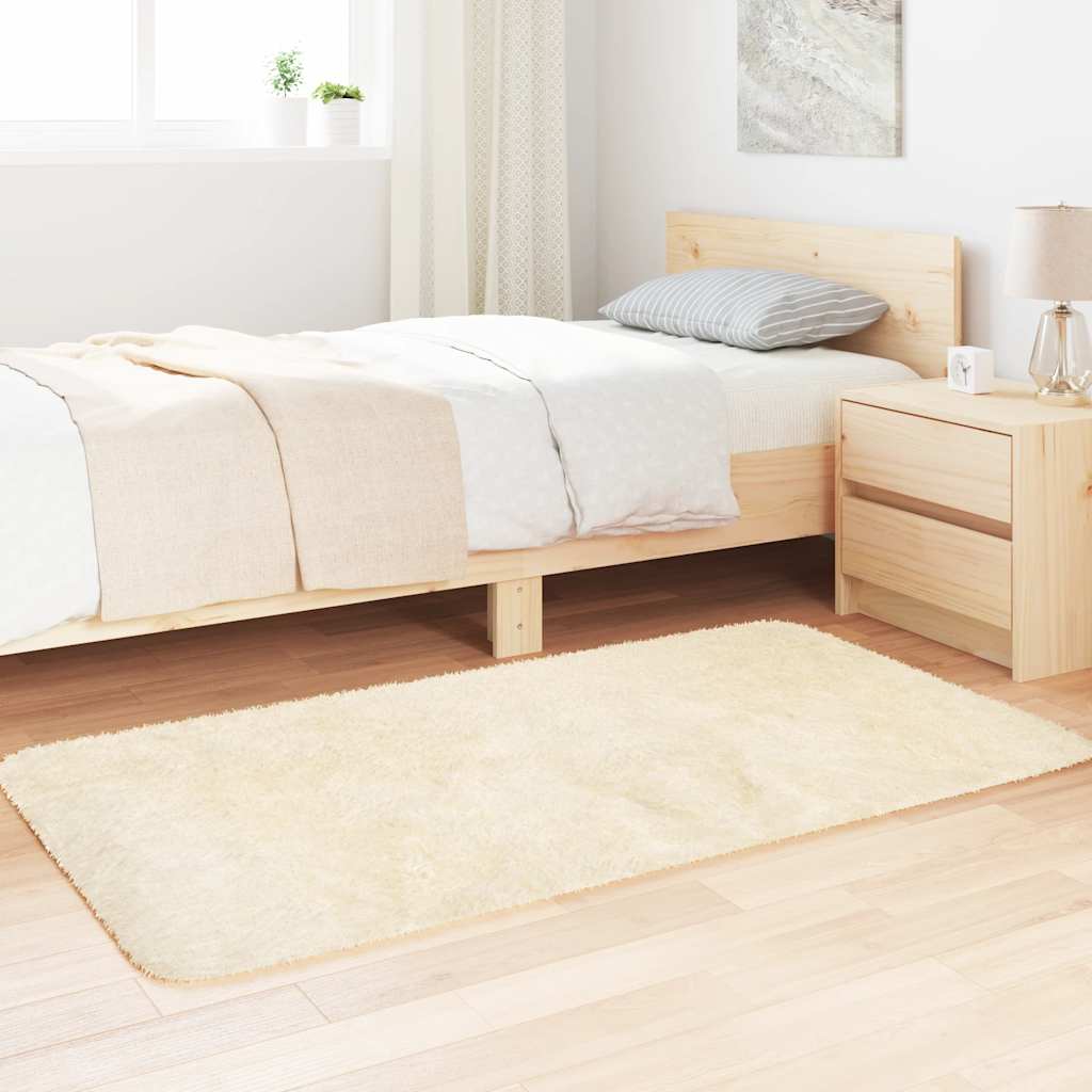 Hoogpolig vloerkleed NAVARRA 80x150 cm polyester crèmekleurig