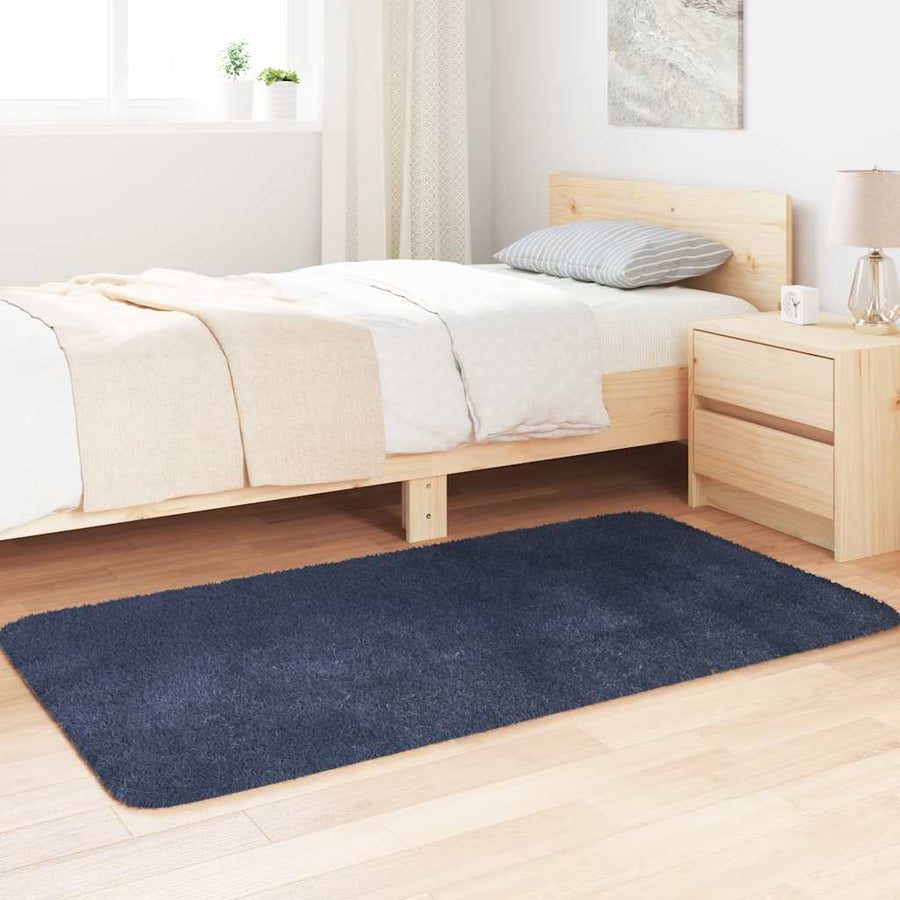 Hoogpolig Vloerkleed Navarra Polyester Marineblauw 80 x 150 cm