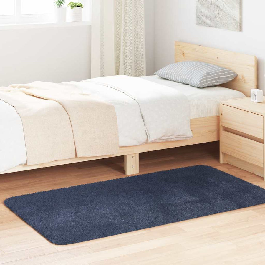 Hoogpolig Vloerkleed Navarra Polyester Marineblauw 80 x 150 cm