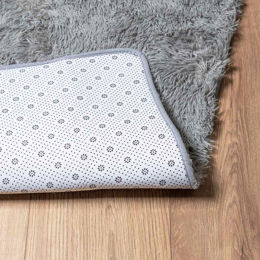 Hoogpolig vloerkleed NAVARRA 80x150 cm polyester zilvergrijs
