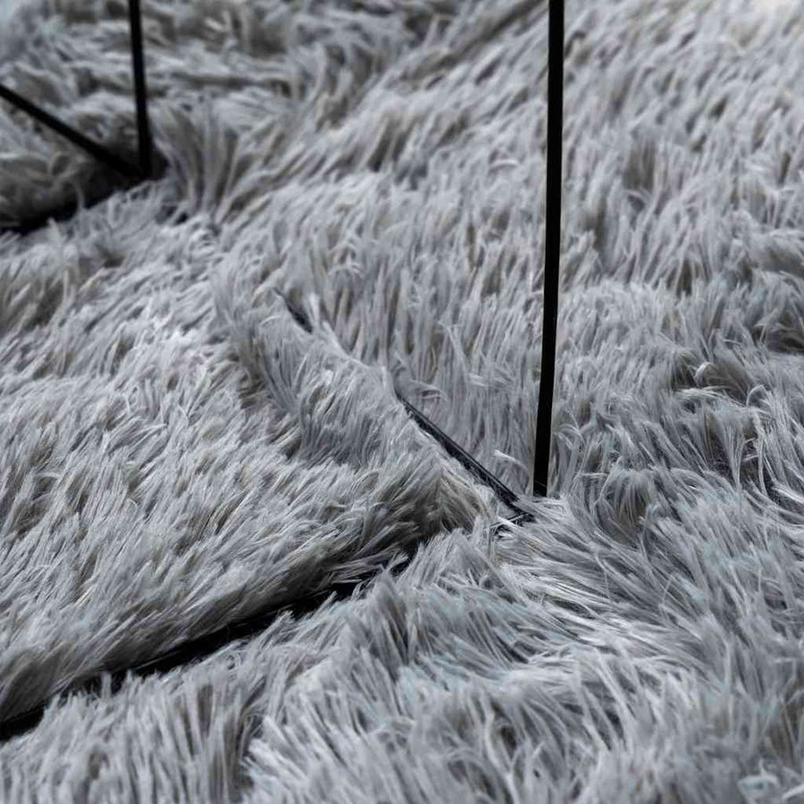 Hoogpolig vloerkleed NAVARRA 80x150 cm polyester zilvergrijs