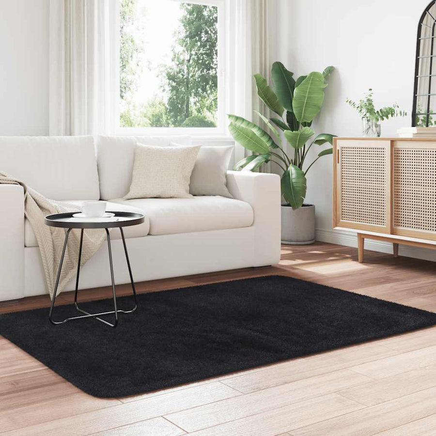 Hoogpolig vloerkleed NAVARRA 120x170 cm polyester zwart