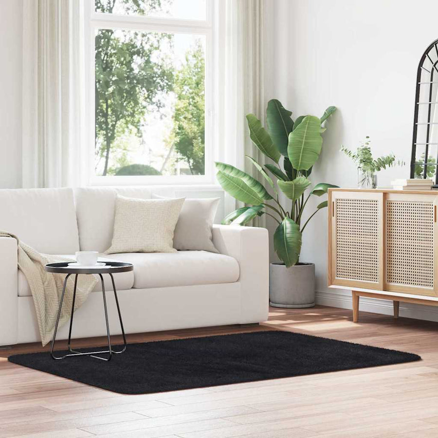 Hoogpolig vloerkleed NAVARRA 120x170 cm polyester zwart