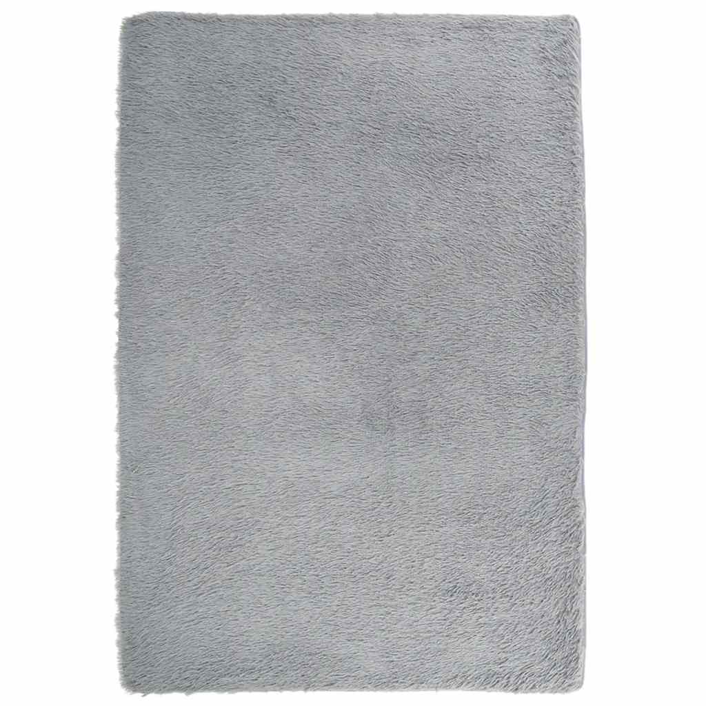 Hoogpolig vloerkleed NAVARRA 120x170 cm polyester zilvergrijs