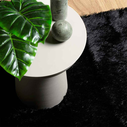 Hoogpolig Vloerkleed Navarra Polyester Zwart 130 x 200 cm Rechthoekig