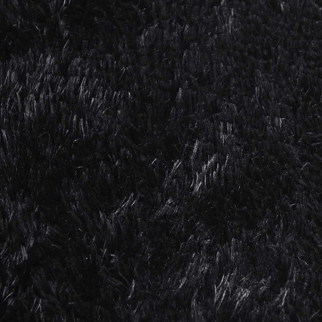 Hoogpolig Vloerkleed Navarra Polyester Zwart 130 x 200 cm Rechthoekig