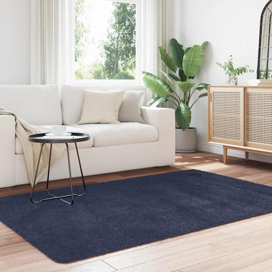 Hoogpolig vloerkleed NAVARRA 130x200 cm polyester marineblauw
