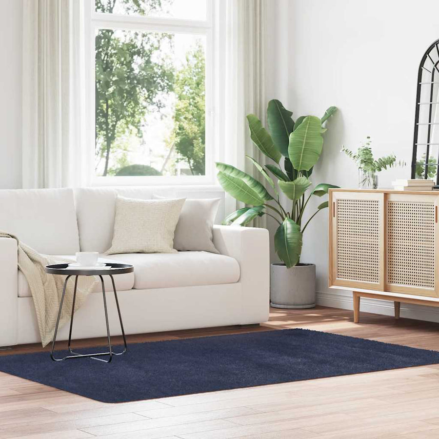 Hoogpolig vloerkleed NAVARRA 130x200 cm polyester marineblauw